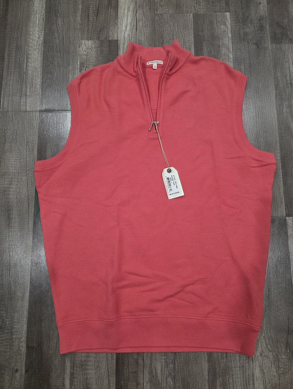 Nwt PETER MILLAR Sleeveless Half-Zip Sweater Vest Coral Pink Tennis Prep Golf